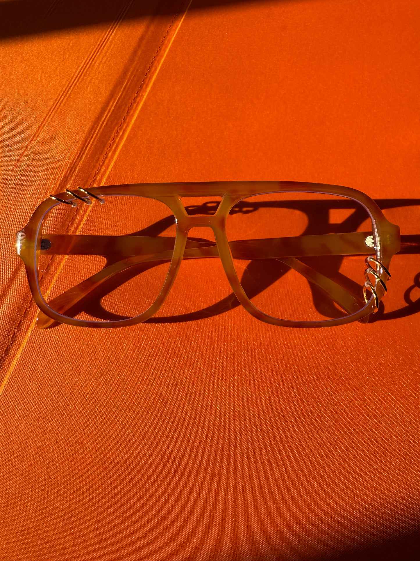 Orange Tortoise Blue Light Aviator