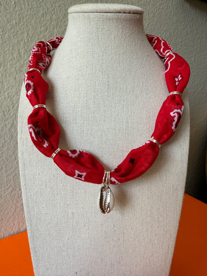 Red w/ Silver Cowrie Shell